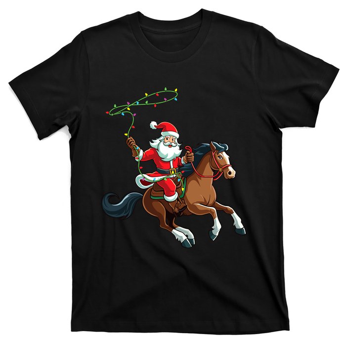 Cowboy Santa Riding A Horse Christmas Funny T-Shirt