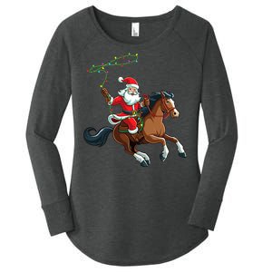 Cowboy Santa Riding A Horse Christmas Funny Women's Perfect Tri Tunic Long Sleeve Shirt