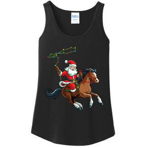 Cowboy Santa Riding A Horse Christmas Funny Ladies Essential Tank