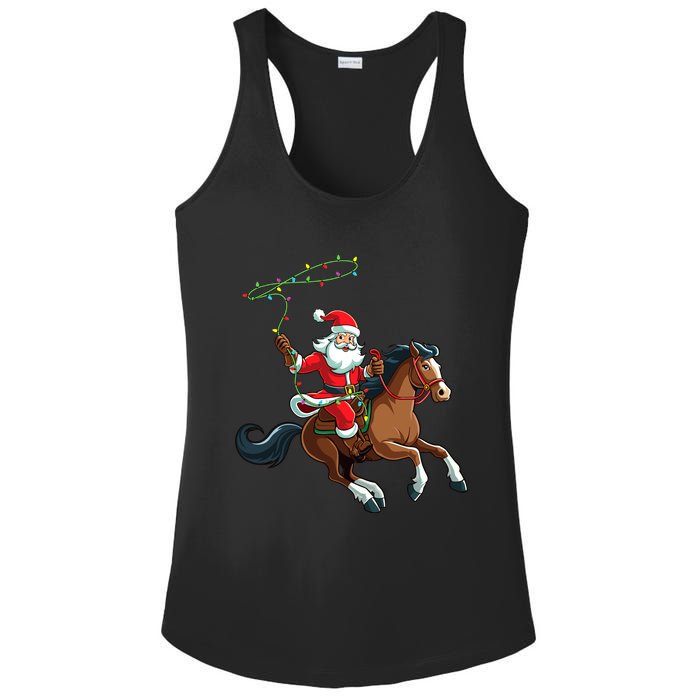 Cowboy Santa Riding A Horse Christmas Funny Ladies PosiCharge Competitor Racerback Tank