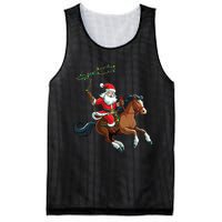 Cowboy Santa Riding A Horse Christmas Funny Mesh Reversible Basketball Jersey Tank