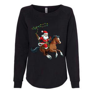 Cowboy Santa Riding A Horse Christmas Funny Womens California Wash Sweatshirt