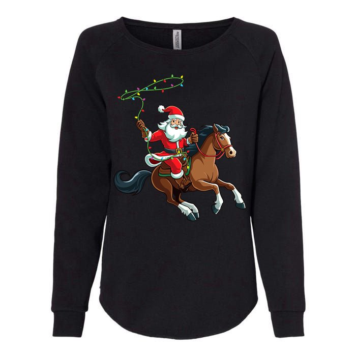 Cowboy Santa Riding A Horse Christmas Funny Womens California Wash Sweatshirt