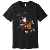 Cowboy Santa Riding A Horse Christmas Funny Premium T-Shirt