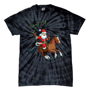 Cowboy Santa Riding A Horse Christmas Funny Tie-Dye T-Shirt