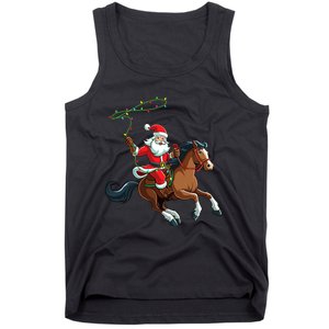 Cowboy Santa Riding A Horse Christmas Funny Tank Top