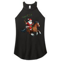 Cowboy Santa Riding A Horse Christmas Funny Women's Perfect Tri Rocker Tank