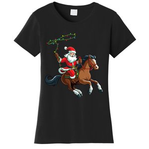 Cowboy Santa Riding A Horse Christmas Funny Women's T-Shirt