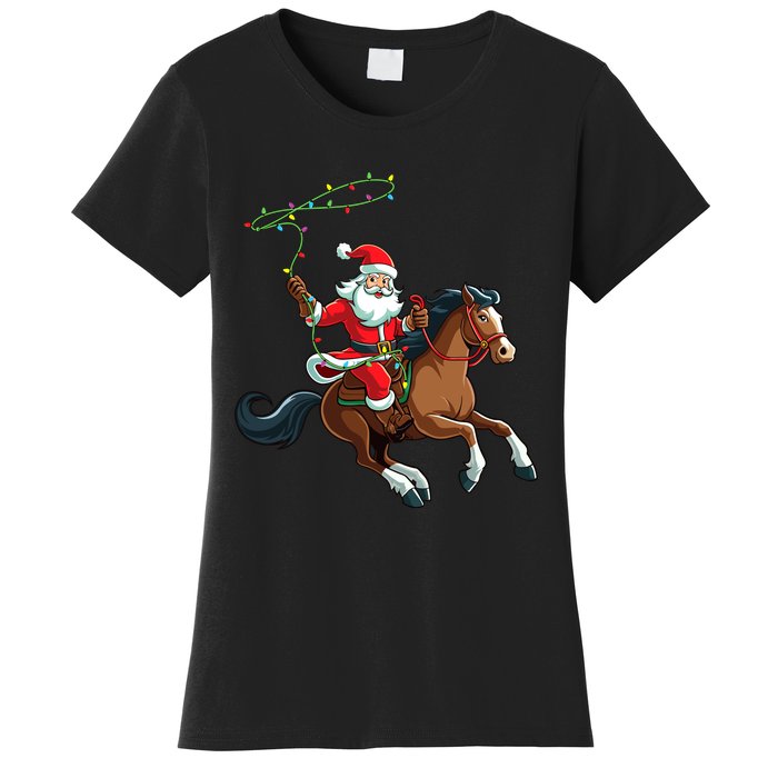 Cowboy Santa Riding A Horse Christmas Funny Women's T-Shirt