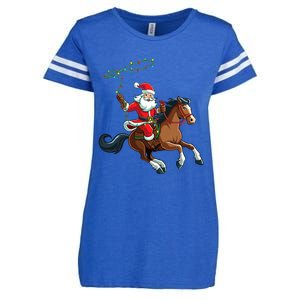 Cowboy Santa Riding A Horse Christmas Funny Enza Ladies Jersey Football T-Shirt