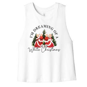 Christmas Santa Red Dolls White Christmas Trees Movie 1954 Women's Racerback Cropped Tank