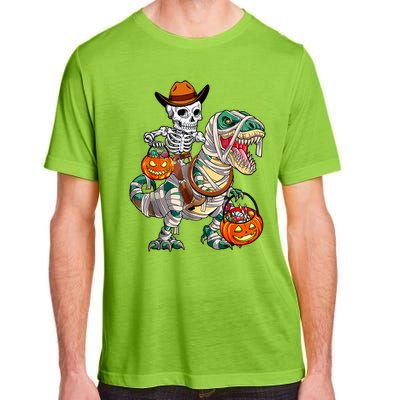 Cow Skeleton Riding Mummy Dinosaur T Rex Halloween Funny Gift Adult ChromaSoft Performance T-Shirt