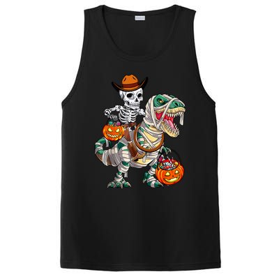 Cow Skeleton Riding Mummy Dinosaur T Rex Halloween Funny Gift PosiCharge Competitor Tank