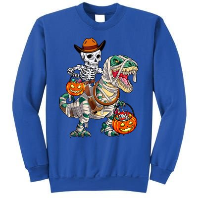 Cow Skeleton Riding Mummy Dinosaur T Rex Halloween Funny Gift Sweatshirt