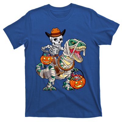 Cow Skeleton Riding Mummy Dinosaur T Rex Halloween Funny Gift T-Shirt