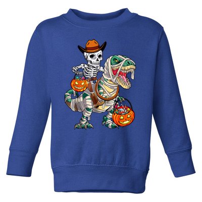 Cow Skeleton Riding Mummy Dinosaur T Rex Halloween Funny Gift Toddler Sweatshirt