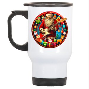 Cool Santa Rockin' Guitar   Festive Christmas Stainless Steel Travel Mug