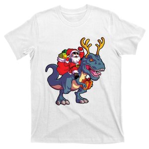 Christmas Santa Riding Dinosaur Deer Xmas Boy T-Shirt