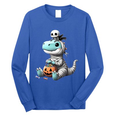 Cute Skeleton Riding Mummy Dinosaur Trex Costume Gift Long Sleeve Shirt