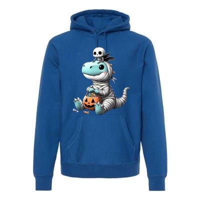 Cute Skeleton Riding Mummy Dinosaur Trex Costume Gift Premium Hoodie