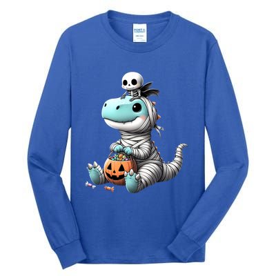 Cute Skeleton Riding Mummy Dinosaur Trex Costume Gift Tall Long Sleeve T-Shirt