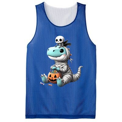 Cute Skeleton Riding Mummy Dinosaur Trex Costume Gift Mesh Reversible Basketball Jersey Tank