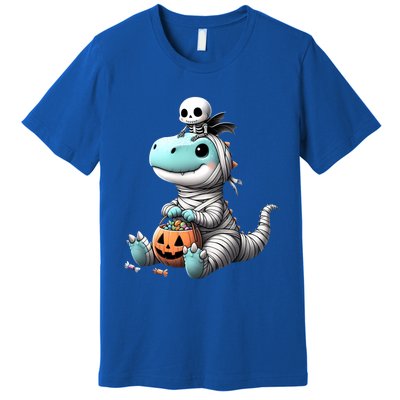 Cute Skeleton Riding Mummy Dinosaur Trex Costume Gift Premium T-Shirt