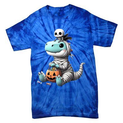 Cute Skeleton Riding Mummy Dinosaur Trex Costume Gift Tie-Dye T-Shirt