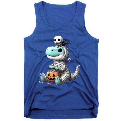 Cute Skeleton Riding Mummy Dinosaur Trex Costume Gift Tank Top