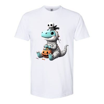 Cute Skeleton Riding Mummy Dinosaur Trex Costume Gift Softstyle CVC T-Shirt