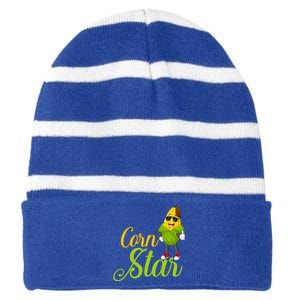 Corn Star Rancher Barnyard Harvest Farming Barn Cattle Gift Striped Beanie with Solid Band