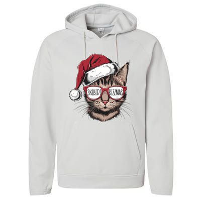 Cat Sunglasses Rizzmas Christmas Rizz Santa Claus Performance Fleece Hoodie