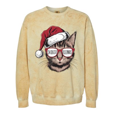 Cat Sunglasses Rizzmas Christmas Rizz Santa Claus Colorblast Crewneck Sweatshirt