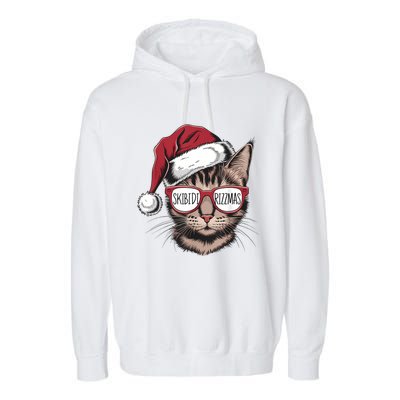 Cat Sunglasses Rizzmas Christmas Rizz Santa Claus Garment-Dyed Fleece Hoodie