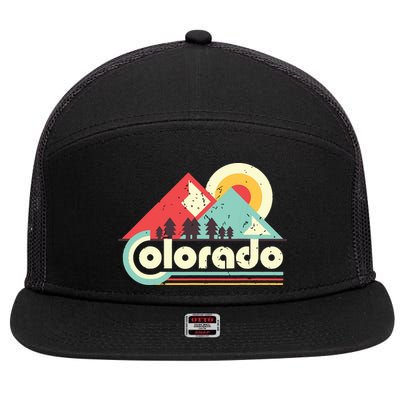 Colorado State Retro Vintage Distressed Flag 7 Panel Mesh Trucker Snapback Hat