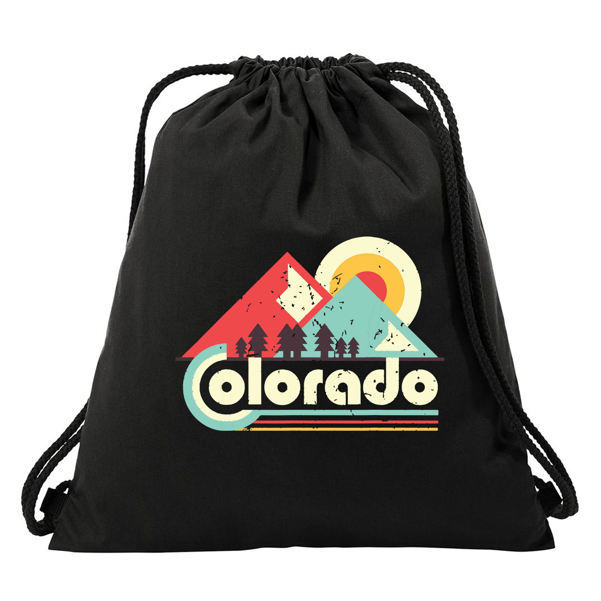 Colorado State Retro Vintage Distressed Flag Drawstring Bag