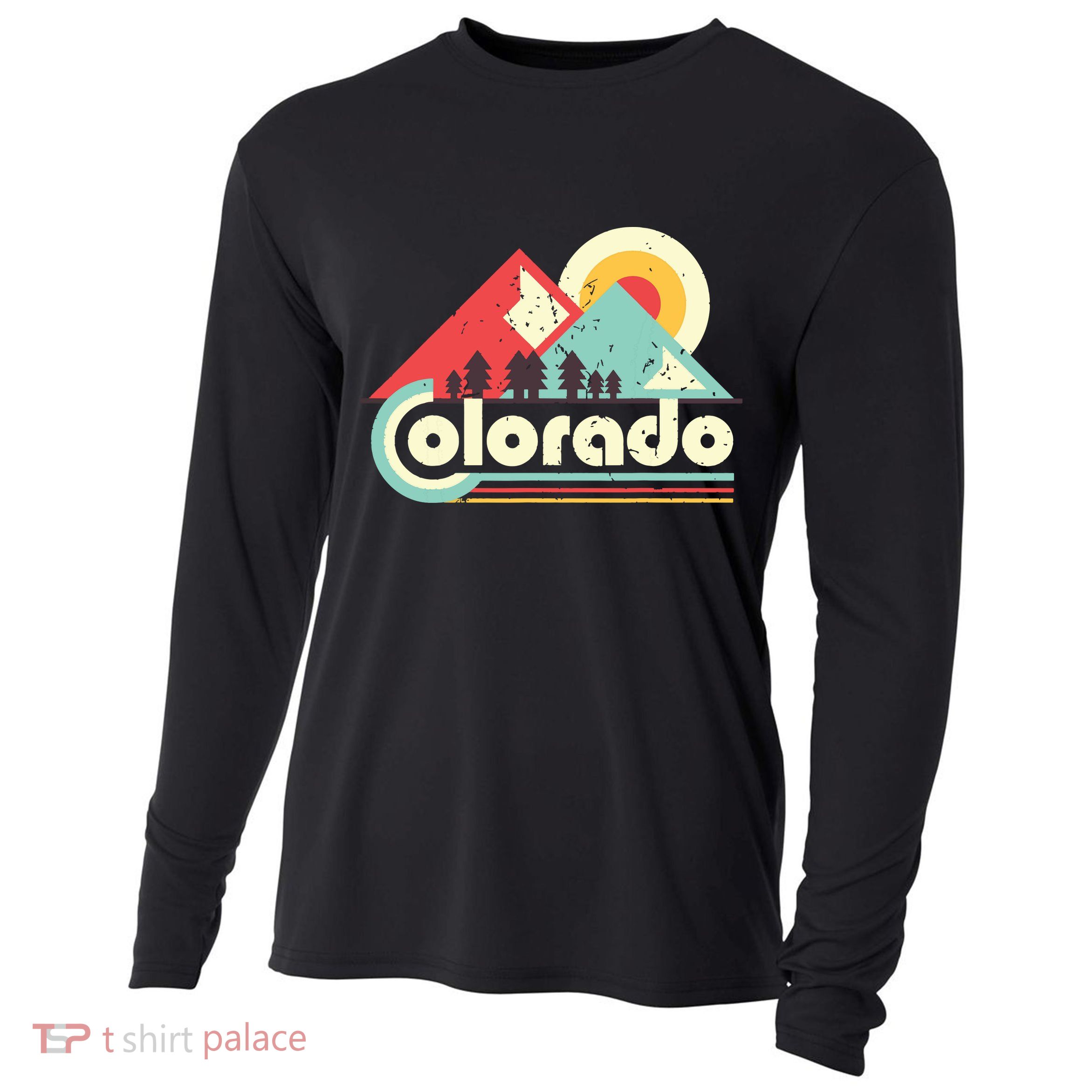 Colorado State Retro Vintage Distressed Flag Cooling Performance Long Sleeve Crew