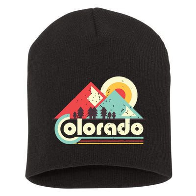 Colorado State Retro Vintage Distressed Flag Short Acrylic Beanie