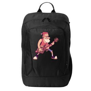 Cool Santa Rocking Out With Deer Guitar Funny Xmas Gift Funny Gift City Backpack