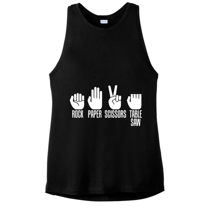 Carpenters Shirts Rock Paper Scissor Table Saw Carpentry Gift Ladies PosiCharge Tri-Blend Wicking Tank