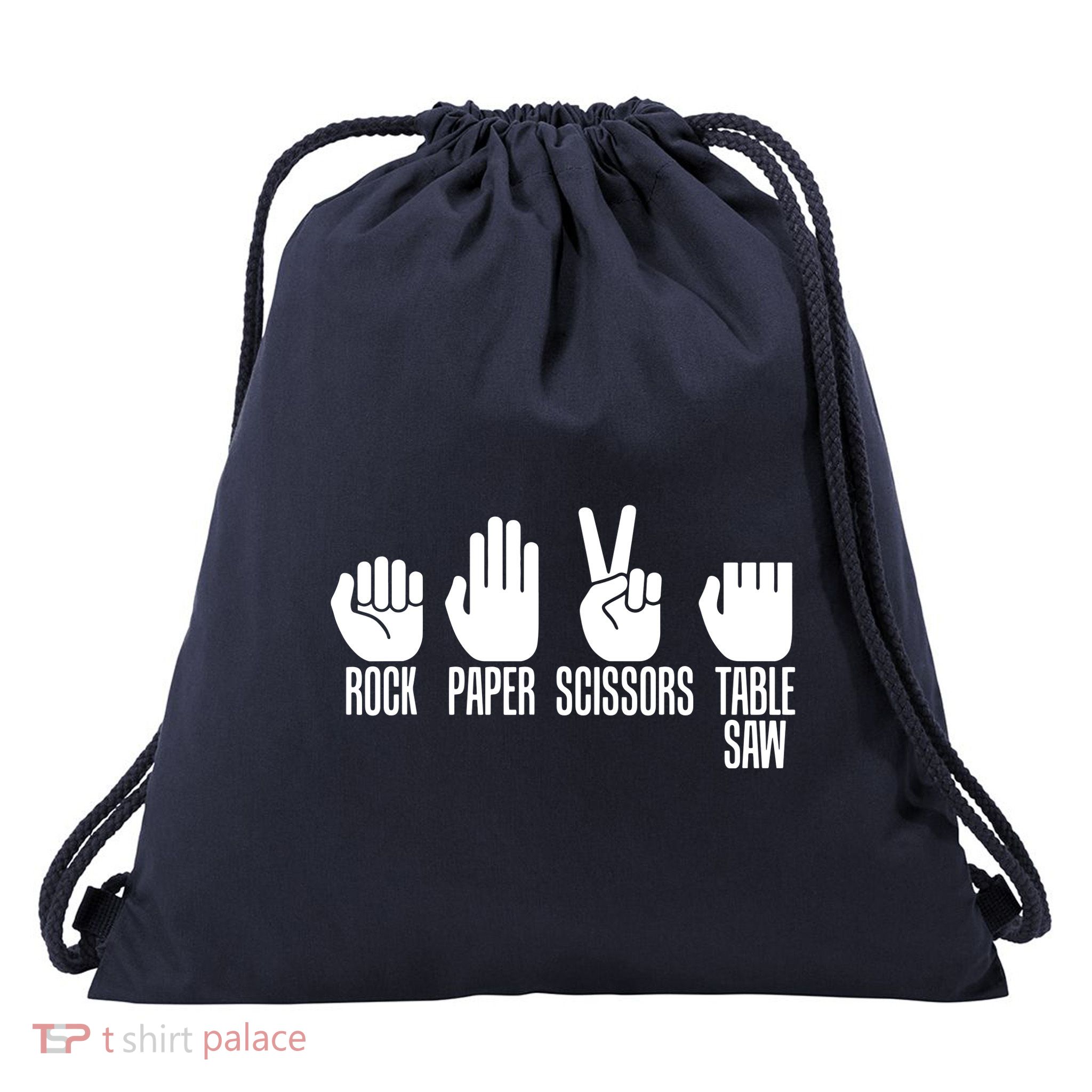 Carpenters Shirts Rock Paper Scissor Table Saw Carpentry Gift Drawstring Bag