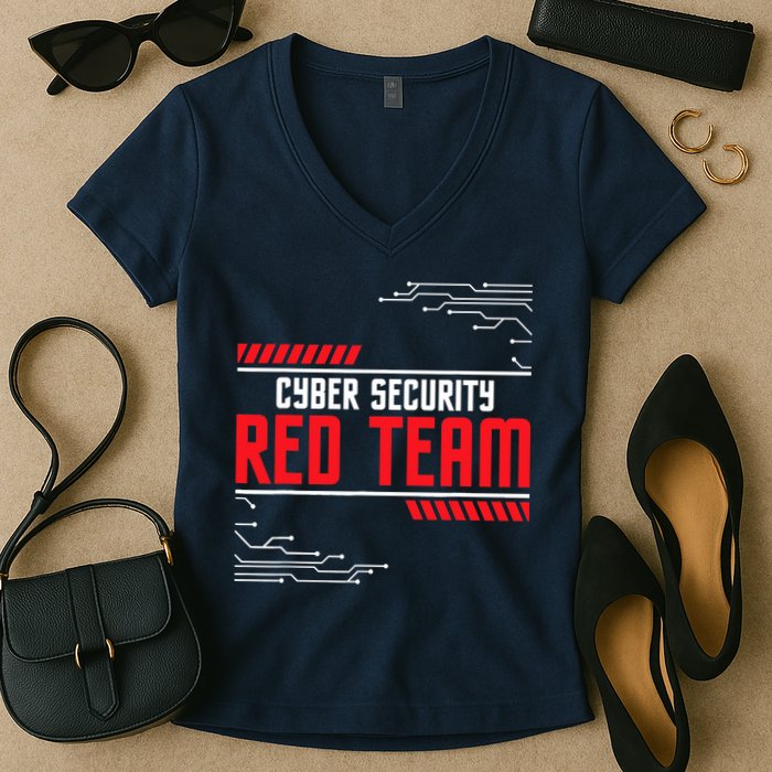 Cyber Security Red Team Computer Engineer Hacker Hacking Women's V-Neck T-Shirt