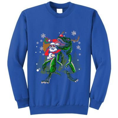 Cool Santa Riding Dinosaur Scary T Rex With Dino Snowy Gift Cool Gift Sweatshirt