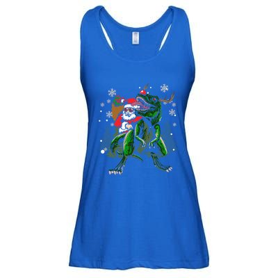 Cool Santa Riding Dinosaur Scary T Rex With Dino Snowy Gift Cool Gift Ladies Essential Flowy Tank