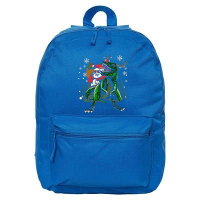 Cool Santa Riding Dinosaur Scary T Rex With Dino Snowy Gift Cool Gift 16 in Basic Backpack