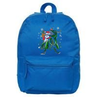 Cool Santa Riding Dinosaur Scary T Rex With Dino Snowy Gift Cool Gift 16 in Basic Backpack