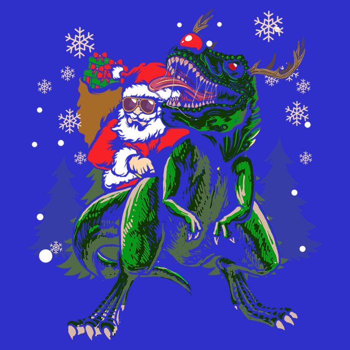 Cool Santa Riding Dinosaur Scary T Rex With Dino Snowy Gift Cool Gift 16 in Basic Backpack
