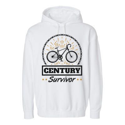 Century Survivor Road Cycling Ride 100 Miles Garment-Dyed Fleece Hoodie