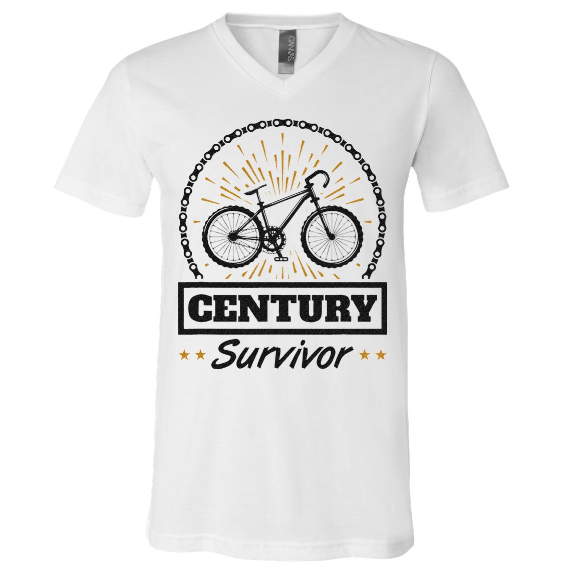Century Survivor Road Cycling Ride 100 Miles V-Neck T-Shirt