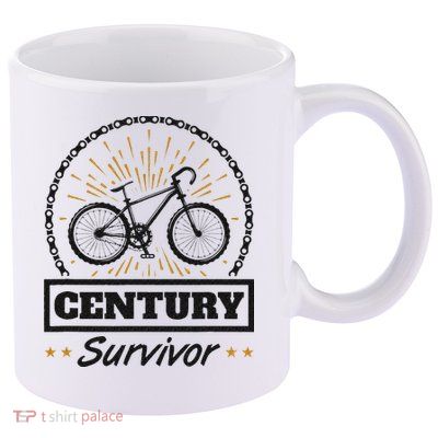Century Survivor Road Cycling Ride 100 Miles 11oz C Handle Ceramic Mug